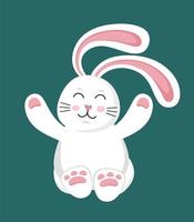 grappig schattig wit konijn. illustratie van een personage. vectorillustratie in een vlakke stijl. vector