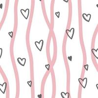 naadloos patroon in harten en verticale strepen. gebruik op Valentijnsdag op textiel, inpakpapier, achtergronden, souvenirs. vector illustratie