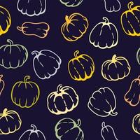 pompoenpatroon op een donkerblauwe achtergrond. halloween. vectorillustratie in een vlakke stijl. vector