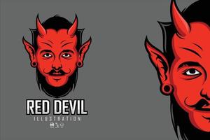 rode duivels hoofd illustratie met een grijze background.eps vector