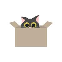 schattige kat in een doos. vectordier. huisdier karakter vector