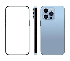 realistische set smartphone blauwe kleur lay-outs geïsoleerd op een witte achtergrond. vector illustratie