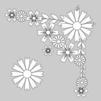 schets zwarte en witte bloemen vector