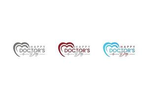 wereld, internationale gelukkige doktersdag plat vector logo-ontwerp