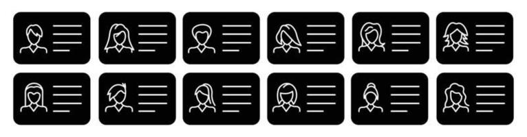 identiteitskaart pictogrammenset, rijbewijs identificatiekaart symbool, identiteit vectorillustratie op rijbewijs bedrijfsconcept. vector
