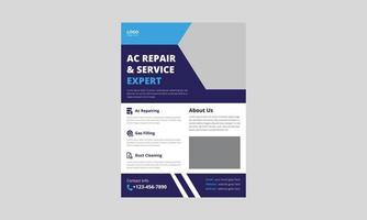 airconditioner reparatie service folder sjabloon. ac reparatieservice flyer poster folderontwerp. omslag, a4-formaat, flyer, brochureontwerp, poster, drukklaar vector