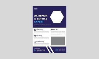 airconditioner reparatie service folder sjabloon. ac reparatieservice flyer poster folderontwerp. omslag, a4-formaat, flyer, brochureontwerp, poster, drukklaar vector