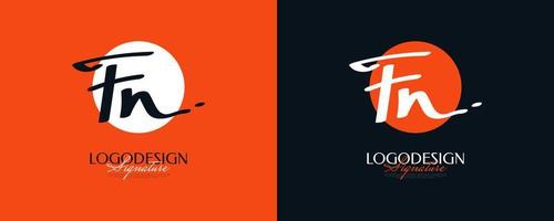 eerste f en n logo-ontwerp met elegante en minimalistische handschriftstijl. fn-signatuurlogo of -symbool voor bruiloft, mode, sieraden, boetiek en zakelijke identiteit vector