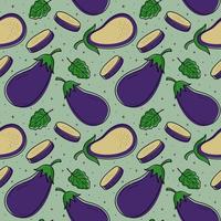 vector patroon van aubergine. ontwerpelementen voor menu's, advertenties en covers, kinderboeken, voedsel en voedselillustraties.vector van groenten, bladeren van tuinplanten. voedsel illustratie.