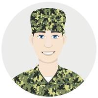 vector avatar van een man in een groene camouflage uniform, platte vector, isoleren op een witte achtergrond