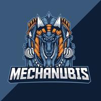 geweldige anubis-sport in mecha-stijl en esport-logosjabloon vector