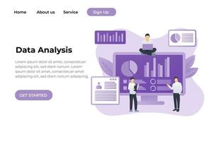 moderne platte ontwerpconcept illustratie van data-analyse bestemmingspagina. vector illustratie