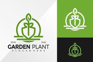 spade scoop met tuin blad plant logo ontwerp vector illustratie sjabloon