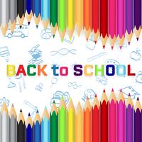 Terug naar school, onderwijs concept achtergrond met schattige kleur potloden vector