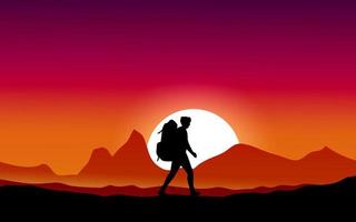 eenzame reizende man in silhouet vector