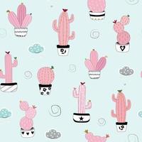 schattig roze cactuspot naadloos patroon vector