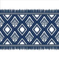 witte diamant op indigoblauw. geometrische etnische oosterse patroon traditioneel ontwerp voor achtergrond, tapijt, behang, kleding, verpakking, batik, stof, vector illustratie borduurstijl