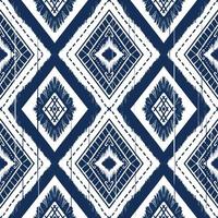 marine indigo blauwe diamant op een witte achtergrond. geometrische etnische oosterse patroon traditioneel ontwerp voor, tapijt, behang, kleding, verpakking, batik, stof, vector illustratie borduurstijl