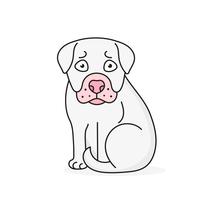 Happy Cartoon Puppy Zitten, Portret Van Schattige Kleine Hond. Hondvriend. Vector illustratie. Geïsoleerd.