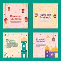 ramadan mubarak social media bannersjabloon instellen. vlakke afbeelding vectorafbeelding. vector