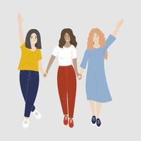 groep vrouwen hand in hand. meisjes macht. vrouwen vriendschap vector