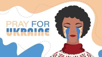 bid voor Oekraïne. het meisje huilt in de kleur van de vlag van oekraïne. vectorillustratie. vector