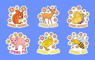 lente dieren sticker vector