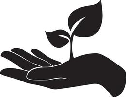 hand met eco groen bladpictogram vector