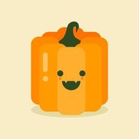 schattig en grappig gezicht jack o lantaarn pompoen. platte ontwerp banner, vectorillustratie. schattige geest in platte ontwerpstijl. halloween-pictogram in zachte of pastelkleur. gelukkig halloween-symbool voor kinderen vector