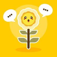 gelukkig zonnebloem karakter mascotte platte ontwerp vectorillustratie vector