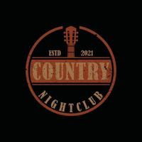 country gitaar muziek western vintage retro salon bar cowboy logo ontwerp vector