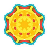 vectorkrabbelmandala. etnische mandala met kleurrijke tribal ornament. geïsoleerd. felle kleuren. vector