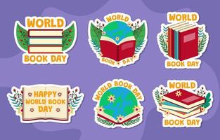 wereld boeken dag sticker vector