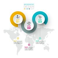 Cirkel label infographic met stap voor stap. vector