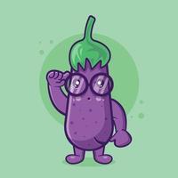 geniale aubergine karakter mascotte geïsoleerde cartoon in vlakke stijl ontwerp vector