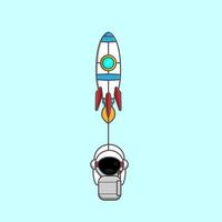 astronaut getrokken door raket vector