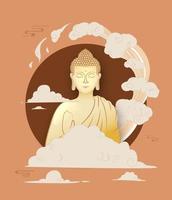 vesak day creatief concept voor kaart of banner. fijne boeddha-dag met het standbeeld van siddhartha gautama vector