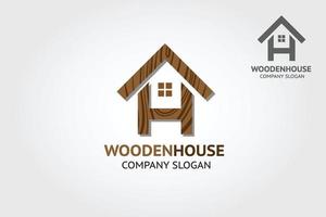 houten huis vector logo sjabloon. is een illustratief cartoonlogo voor milieugerelateerde bedrijven. illustratie van een elegante en luxueuze combinatie van de letter h en huis.