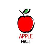 vers rood appelfruit, logo-symbool handgetekende cartoonstijl voor bedrijfslogo enz vector