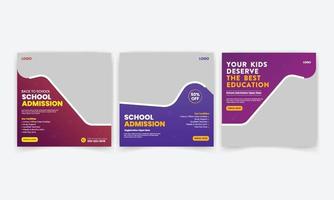 terug naar school krijg toelatingspromotie social media post bannersjabloon vector