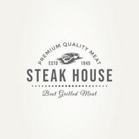 klassiek retro steakhouse restaurant embleem logo vector