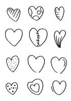 doodle harten, hand getrokken liefde hart collection.vector afbeelding. vector