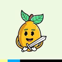 schattige illustratie van citroenen die zwaarden dragen vector