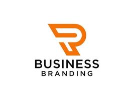 moderne eerste letter r-logo. oranje geometrische vorm geïsoleerd op een witte achtergrond. bruikbaar voor bedrijfs- en merklogo's. platte vector logo-ontwerpelementen sjabloon.