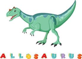 dinosaurus woordkaart voor allosaurus vector