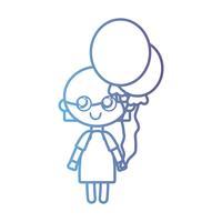 lijn meisje met kapsel ontwerp en ballonnen vector