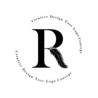 elegante letter r-logo met logo pictogrammen palmboom blad patroon textuur ontwerp. creatief palmboom belettering logo met natuurlijke bio organische ideeën moderne bladeren. vector