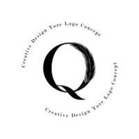 elegante letter q logo met logo pictogrammen palmboom blad patroon textuur ontwerp. creatief palmboom belettering logo met natuurlijke bio organische ideeën moderne bladeren. vector
