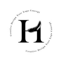 elegante letter h-logo met logo pictogrammen palmboom blad patroon textuur ontwerp. creatief palmboom belettering logo met natuurlijke bio organische ideeën moderne bladeren. vector