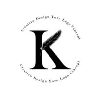 elegante letter k-logo met logo pictogrammen palmboom blad patroon textuur ontwerp. creatief palmboom belettering logo met natuurlijke bio organische ideeën moderne bladeren. vector